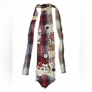 Handmade Repurposed Plaid Tie - Upcycled Y2K Grunge Cottagecore Statement